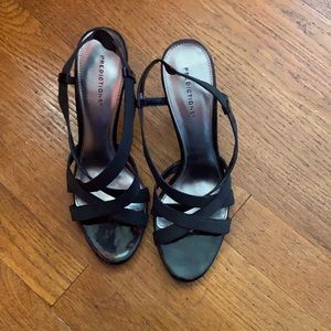 Black open toe high heels